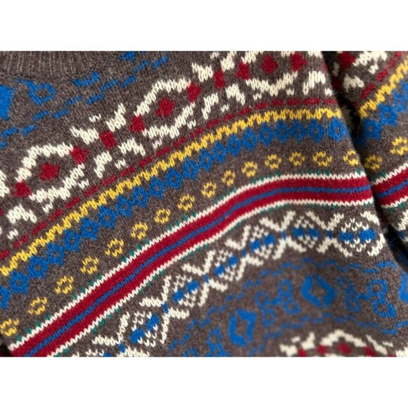 UNITED COLORS OF BENETTON Pullover Fair Isle Wool Sweater Crew Neck Multicolor - Picture 5 of 9